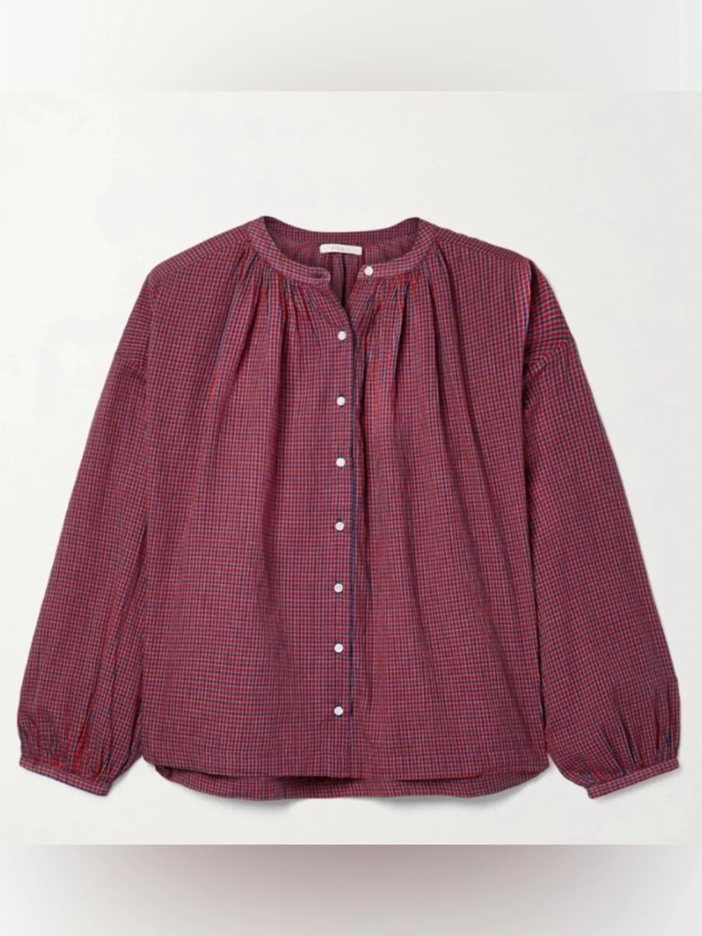 Doen Women's Red Jane Checked Cotton-voile Blouse - Picture 3 of 8
